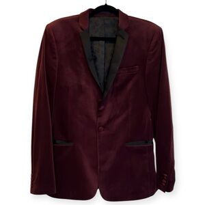 ASOS Velvet Single Breasted Burgundy Slim Fit Tuxedo Blazer- Chest 40”